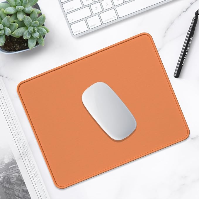 Hsurbtra Mouse Pad, Premium-Textured Square Mousepad 10.2 x 8.3 Inch, Stitched Edge Anti-Slip Waterproof Rubber Pretty Cute Computer Mat for Office Gaming Laptop Women Kids Orange