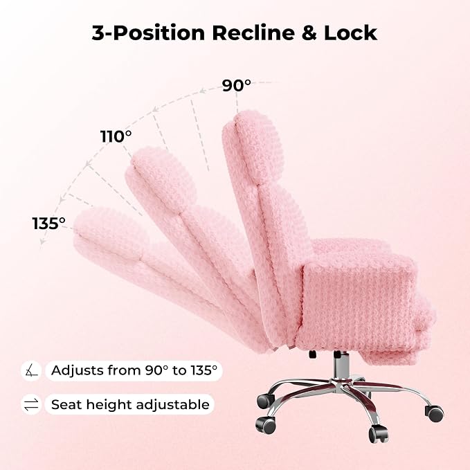 Big and Tall Office Chair, Flip Armrests for Pets & Cross Legged Sitting | Executive Ergonomic Computer Gaming Chair with Foot Rest, Rose Velvet Pink Wide Seat Reclining Desk Chair