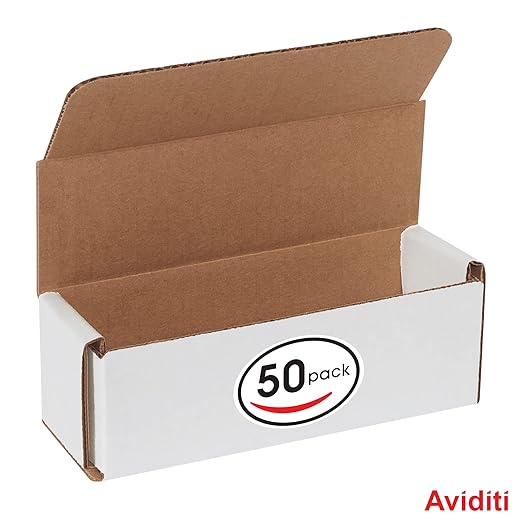 Aviditi White Corrugated Cardboard Mailing Boxes, 6" x 2" x 2", Pack of 50, Crush-Proof, for Shipping, Mailing and Storing