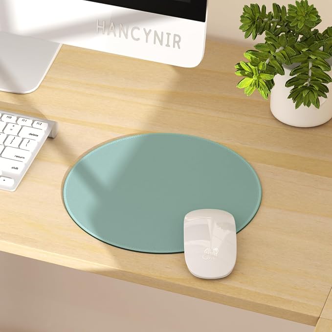 Hancynir Cute Round Mouse Pad, Small Mousepad for Laptop Desk Office | Mouse Mat for Computer, Non-Slip Rubber Base, Office Desk Decor, Gifts for Work Coworker Teacher, 8.6 Inch, Stitched Edges