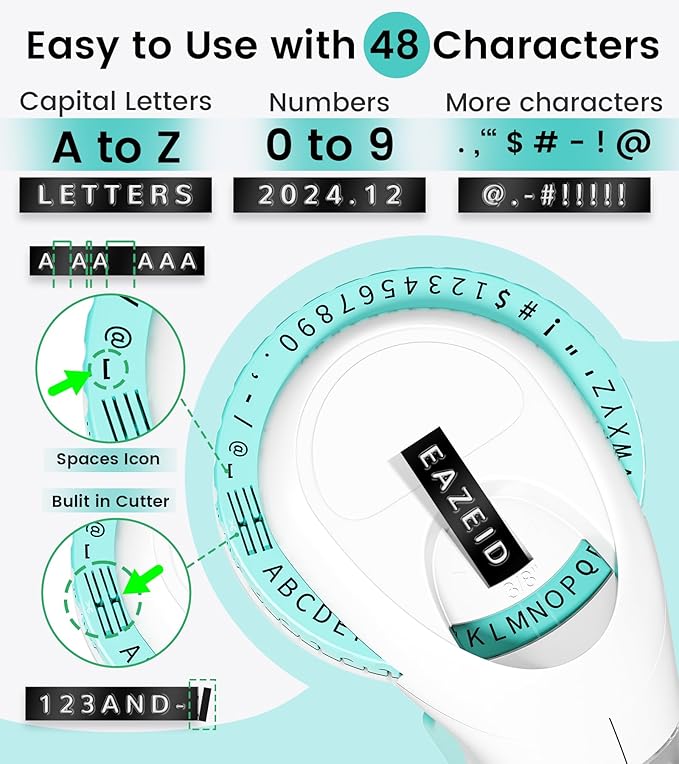 Embossing Label Maker Machine, Retro Embossed Label Maker Vintage, Handheld Old School Embosser with 3Rolls 3D 9mm 3/8 Inch Embossing Label Tapes for School Kids Items Home Office Scrapbooking