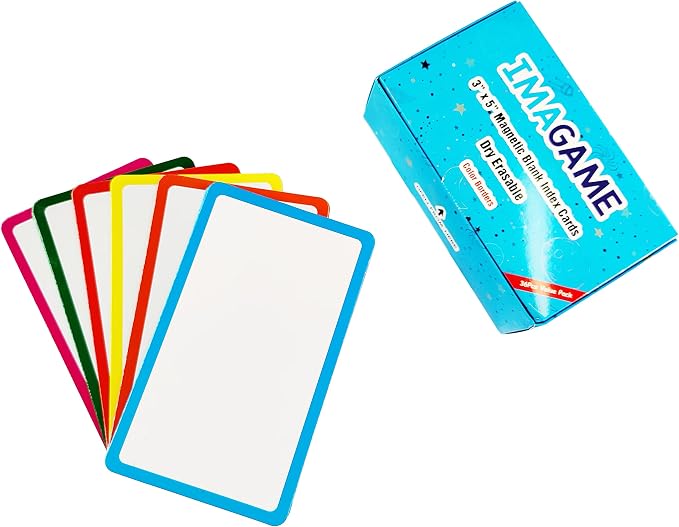 36 Pack Magnetic Dry Erase Labels - Magnetic Blank Cards with Color Borders, Reusable Magnetic Name Tags - Dry Erase Labels for Home, Office, Classroom - 3 x 5 Inches | Magnetic Blank Cards, Color Borders, Reusable Magnetic Name Tags, For Home, Office,...