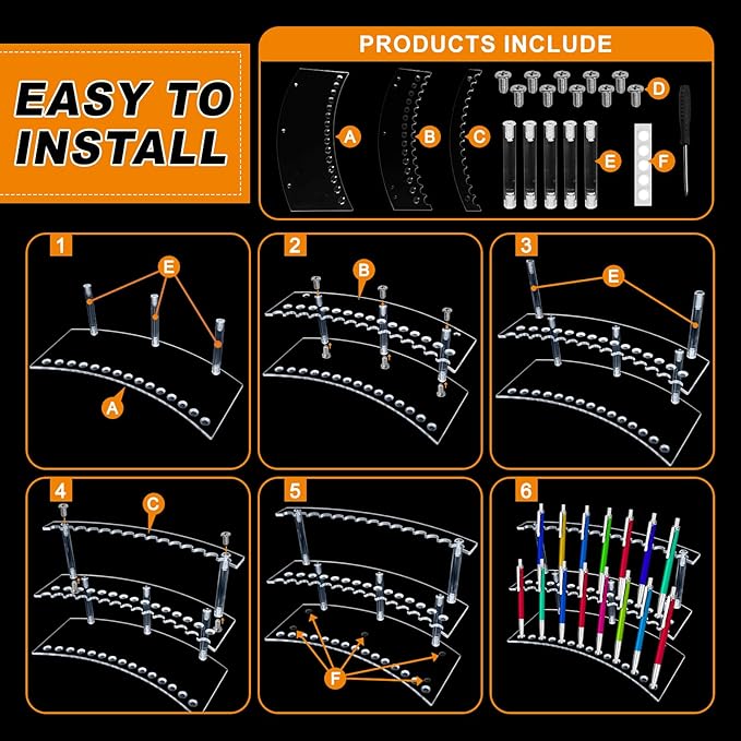 Acrylic Pen Display Stand 30 Slots 1.3cm Pen Stand Display 2 Tier Clear Pen Display Stand Rack Acrylic Pen Stand Display