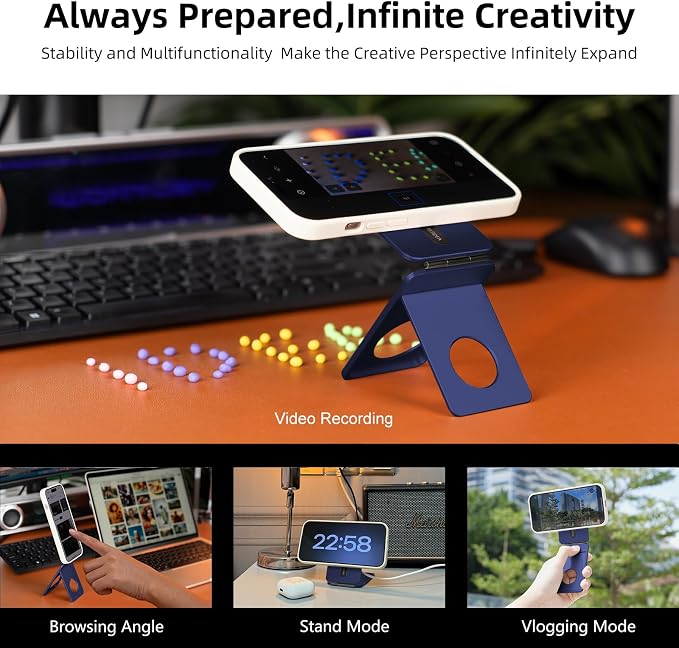 1ST IDEA for Magsafe Tripod, Tripod for iPhone Lightweight Aluminum Alloy & Angle Adjustment & Strong Magnets iPhone Tripod Stand Compatible with 17/16/15/14/13/12 (Included Metal Ring)