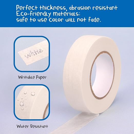 LONGKEY White Masking Tape 8 Rolls, 0.7 Inch x 20 Yards | Premium Quality, Multi-Purpose, Painters Tape for Home, Office & DIY Projects