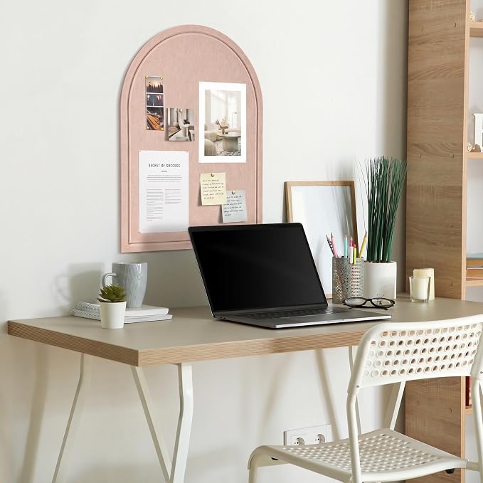 Large Arched Felt Bulletin Board - Cork Board Alternative for Wall Decor | Stylish 21.5 X 17 Bulletin Set with Pins - Perfect to Display Your Photos in the Office