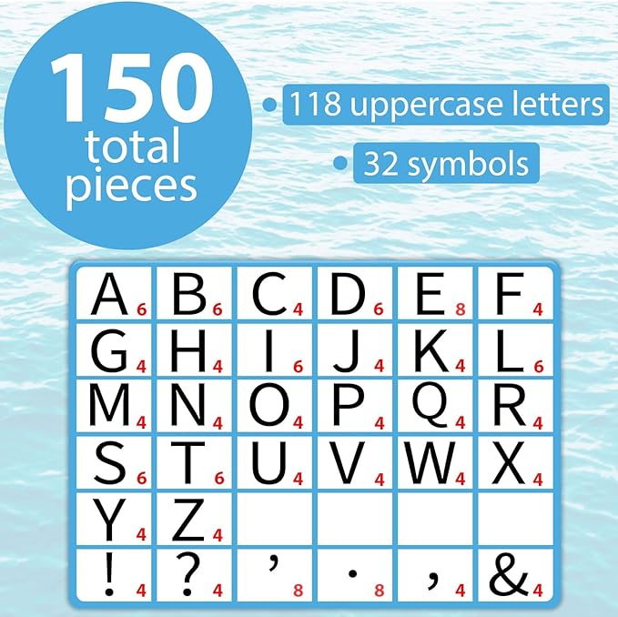 150 PCS Large 7" Bulletin Board Letters Set,Ocean Sea Classroom Alphabet Cutout Letter for Bulletin Board Display Home School, A Great Helper to Inspire Students' Learning Interest