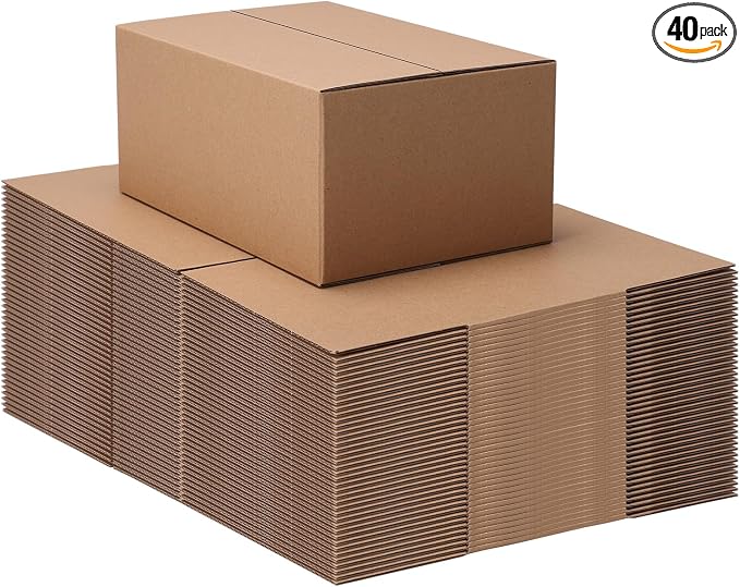 9x6x4 Shipping Boxes Set of 40, Brown Kraft Business Corrugated Cardboard Small Boxes Mailers for Packaging