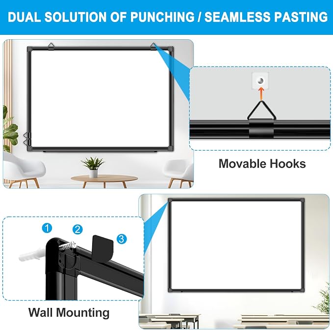 48"x30" Magnetic White Board Dry Erase Wall Mount Whiteboard - Office Home Classrooms White Board Hanging Writing Board with Black Aluminum Frame