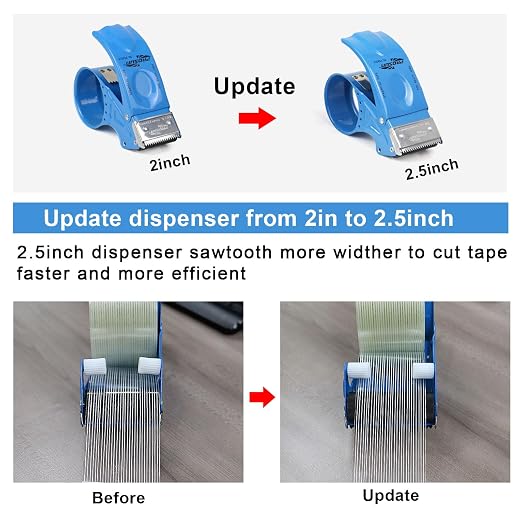 BOMEI PACK Strapping Tape 2Inch with Dispenser, Heavy Duty Fiberglass Reinforced Packing Tape with String for Moving and Shipping, 4Rolls x 5.5Mil x 35Yds, Total 140Yds
