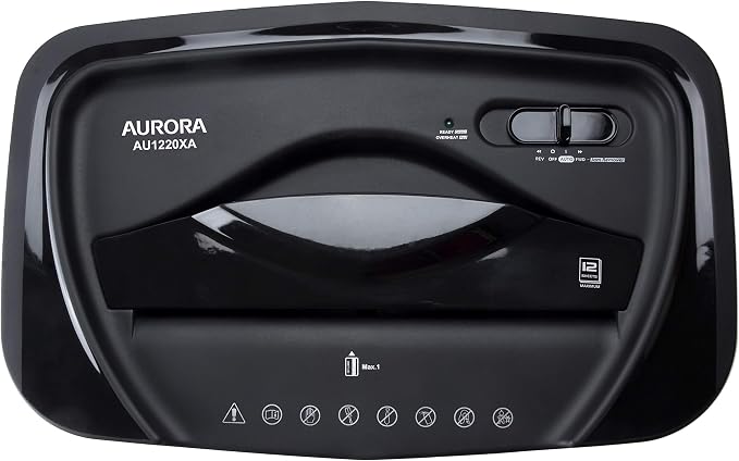 Aurora 12-Sheet Crosscut Paper and Credit Card Shredder with 5.2 gal Wastebasket