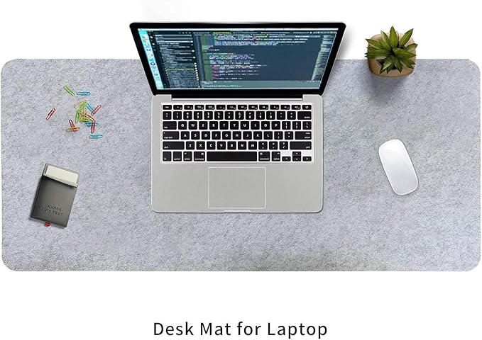 DAWNTREES Large Felt Desk Mat, 40''x16'' Full Felt Mouse Pad | Office Computer Desk Mat for Keyboard,100X40cm Desk Pad Protector (Light Grey)