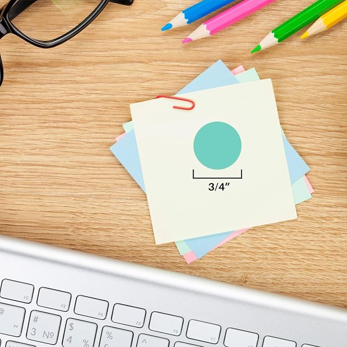 Aqua Dot Stickers, 3/4 Inch, 1008/Pack | Semi-Gloss Paper Circle Labels for Offices, Retail, Classrooms, and Warehouses. Made in USA