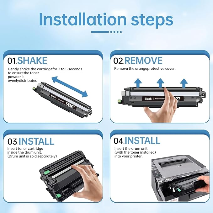 TN227 Black Toner Cartridge Replacement for Brother TN-227 TN227BK TN-227BK HL-L3210CW HL-L3230CDW HL-L3270CDW MFC-L3750CDW MFC-L3770CD Printer High Yield 1Pack