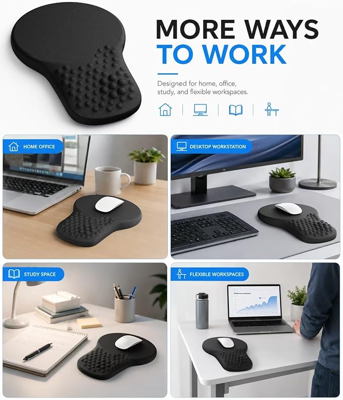 Ergonomic Mouse Pad with Wrist Rest Support, Mousepad for Carpal Tunnel Pain Relief, Memory Foam with Massage Design, Non-Slip PU Base for Office, Home, Gamming