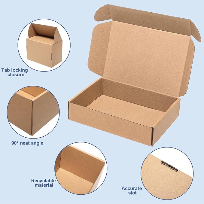 Wowxyz 7x5x2 Inches Shipping Boxes 25 Pack Corrugated Cardboard Brown Box | Small Kraft Literature Mailer Packaging Supplies
