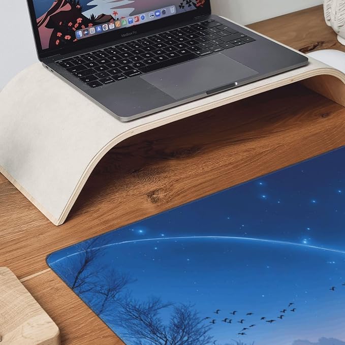XXL Gaming Mouse Pad 35.4x15.7 Inch, Large Extended Desk Mat | Mousepad with Blue Meteor Design, Non-Slip Rubber Base, Water-Resistant Surface and Stitched Edges for Gaming, Office & Home