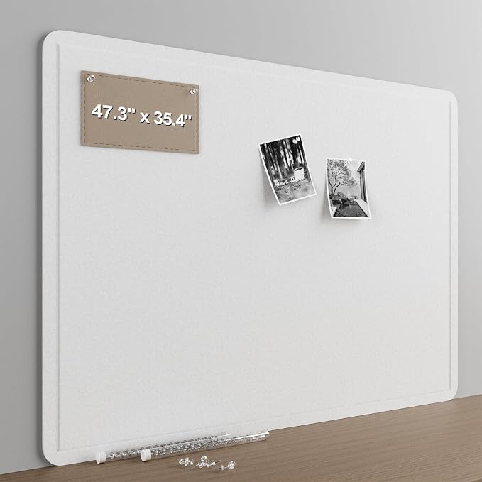 Felt Bulletin Board for Wall 48" x 36" Unfolded Size, Large Frameless Felt Pin Board, Soft Cork Board Alternative for Office, Home Planning, Notes, Photos & Wall Decor, Foldable Shipping, Easy Install
