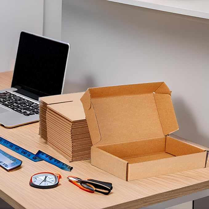 Small Shipping Boxes 13x10x2 Inches - Kraft Brown Corrugated Cardboard Boxes (20-Pack) for Mailing, Packing, Small Business & Gift Packaging - Recyclable & Sturdy