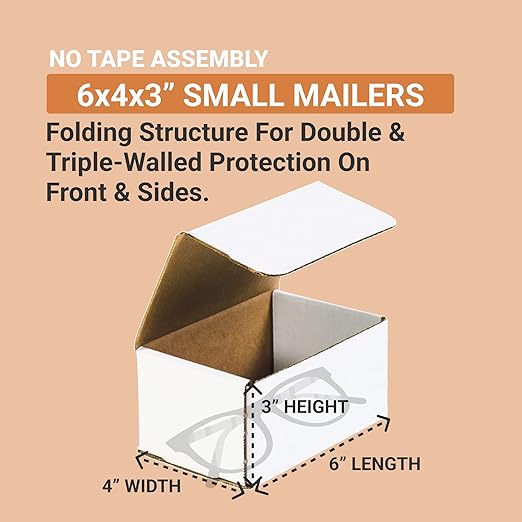 BOX USA Shipping Boxes Small 6"L x 4"W x 3"H 50-Pack - Corrugated Cardboard Box for Moving, Mailing, Packing, Packaging and Storage