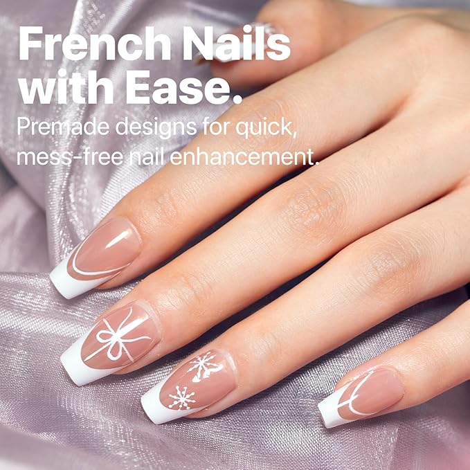 SXC Cosmetics French Tip Press On Nails Brown Short Coffin 160 Pieces in 16 Sizes Ultra Fit with Pre-applied Tip Primer and Base Coat, No Need to File Fake Nails for Nail Art DIY X-Pro Tips