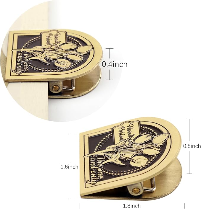 Dizdkizd Vintage Metal Clip for Journals, Planners, Notebooks, Brass Colored Book Clip Little Binder Clip for Page Holder, Book Mark - Tulip