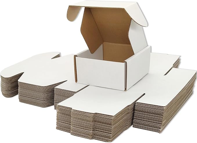 Small White Shipping Boxes for Small Business Pack of 25-4x4x2 inches Cardboard Corrugated Mailer Boxes for Shipping Packaging Craft Gifts Giving Products