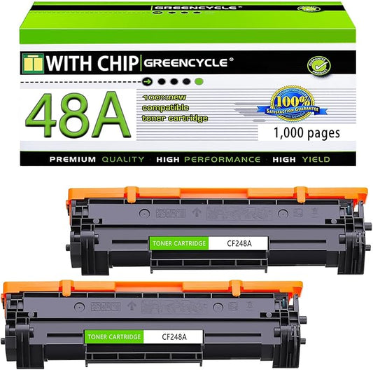 greencycle 48A CF248A Compatible M15w M28w Toner Cartridge Replacement for HP 48A CF248A Toner Cartridge for Pro M15a M16w M16a MFP M28a M29w M29a M30w M31w Printer (Black, 2 Pack)