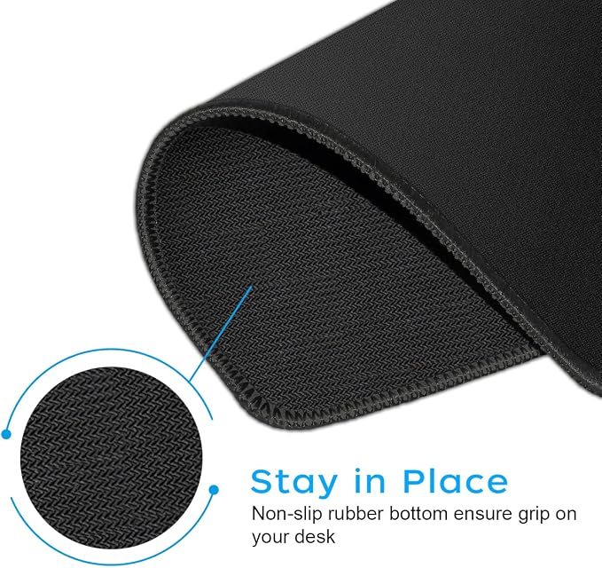 3 Pack Standard Mouse Pad with Stitched Edges, 10.3 x 8.3 in Black | Anti-Fray Stitched Edges,Smooth Lycra Surface,Non-Slip Rubber Base,Machine Washable and Fade-resistant,Suitable for All Mouse