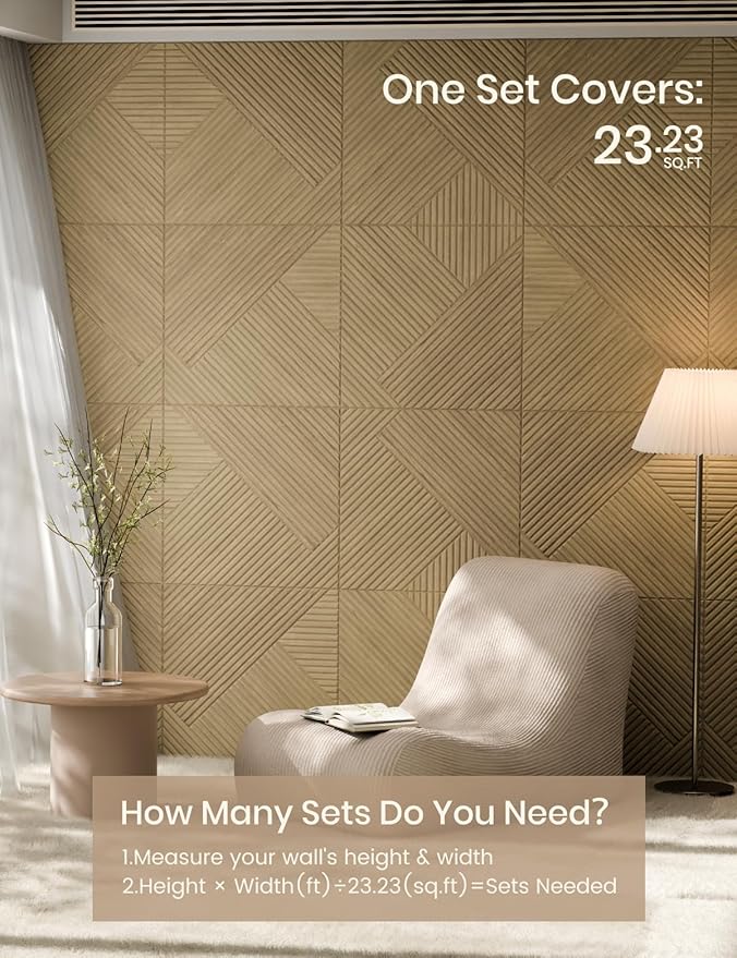 Fluxynara Large Felt Bulletin Board,Cork Board Alternative 70.87'' x 47.24'' Art Acoustical Wall Panels-6 Pack with 60 Adhesive Tabs,for Recording Studio/Home Offices-Natural Oak/Diamond Chevron