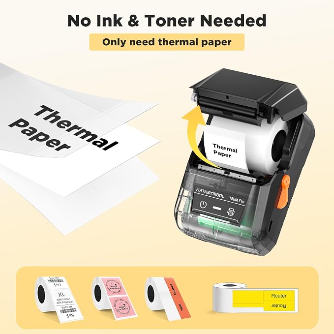 SUPVAN T50M Pro Bluetooth Label Maker Machine with 3 Tapes, Set 2 | Wide Waterproof Label, High Image Quality, App with 30 Fonts and 660+ Icons, Inkless, for School, Home, Small Business
