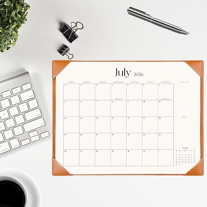 Desk Calendar 2026-2027 with Desk Mat – 22" x 17" Large Desk Pad Calendar Runs from July 2026 to December 2027, Office Supplies Desktop Monthly Calendar for Home & Office