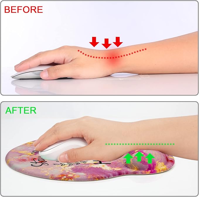 Ergonomic Mouse Pad with Wrist Support Rest,Large Mousepad Gel Wrist Rest, with Coaster Non-Slip & Pain Relief for Computer, Desk, Home&Office-Stay Positive