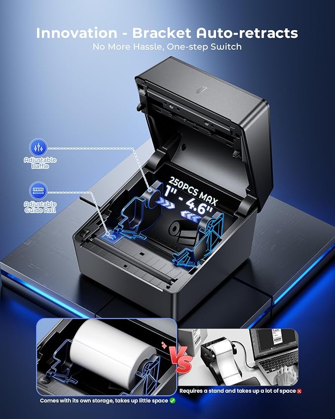 Phomemo Shipping Label Printer with Touchable Screen & Built-in Label Bin | 4x6 Bluetooth Thermal Label Printer, D420D Thermal Printers for Small Business, Compatible with USPS, Tiktok