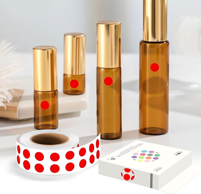 PARLAIM 1/4 Inch Circle Sticker Labels,1000 Stickers Round Color Coding Circle Dots Stickers, Adhesive Roll Dot Label for Inventory Organize, File Classification (Red)