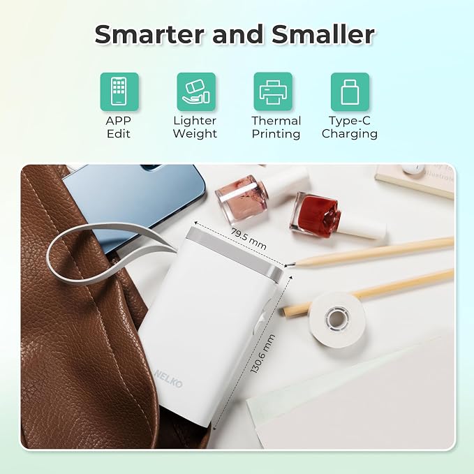 Nelko Label Maker Machine, P21 Label Printer with 3 Tapes & Case, White | Creative App & Multiple Templates, Inkless Printing, Built-in Cutter, Ideal for School, Teacher Supplies, Office, and Home
