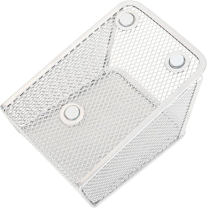 LUCYCAZ Magnetic Pen Holder,Single Magnetic Pencil Locker Holder Organizer | Mesh Marker Holder Pen Basket for Whiteboard, Refrigerator and Locker (Silver)