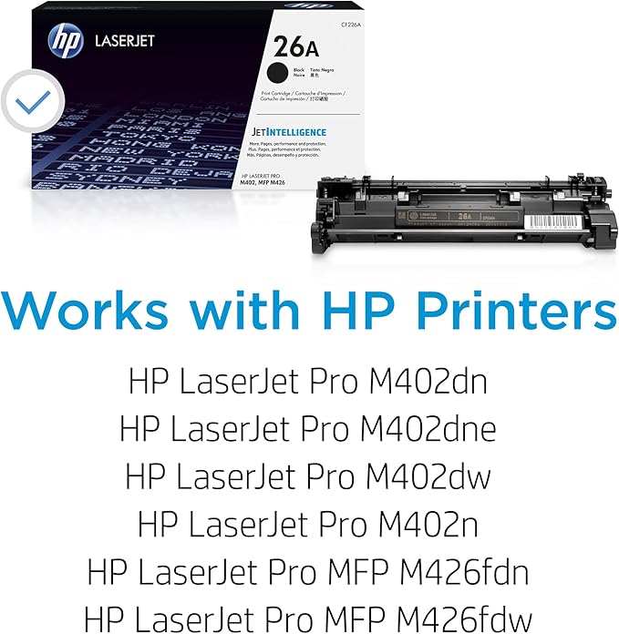 HP 26A Black Toner Cartridge Printers | Works with LaserJet Pro M402 Series; LaserJet Pro MFP M426 Series | CF226A , (Pack of 2)