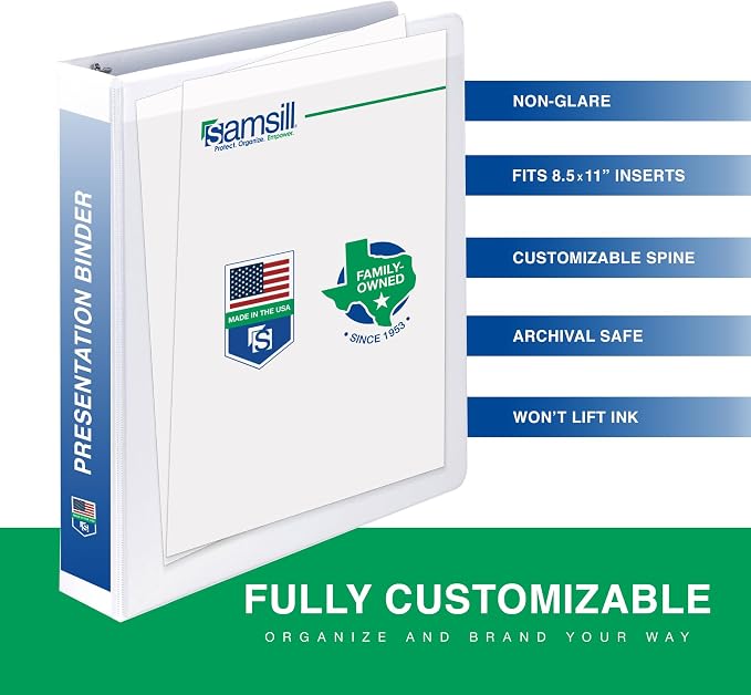 Samsill 2 Inch 3 Ring Binders, Economy Round Ring, Clear View Cover, 425 Sheet Capacity - for School, Home, Office - Assorted, 4 Pack