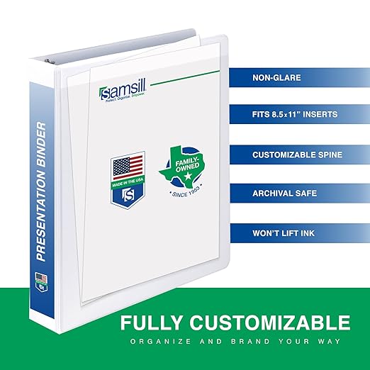 Samsill 3 Inch 3 Ring Binders, Economy Round Ring, Clear View Cover, 550 Sheet Capacity - for School, Home, Office - White, 4 Pack