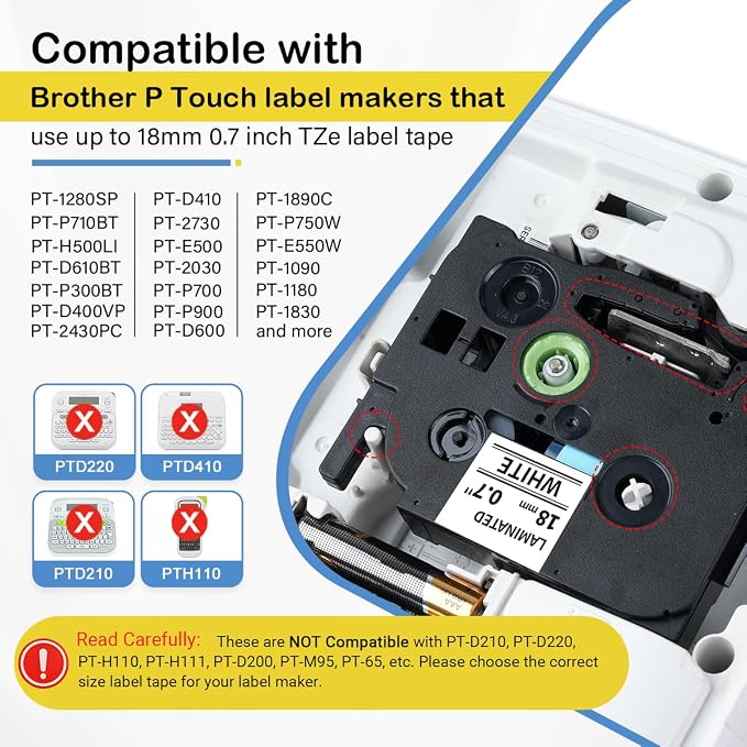 Labelife TZe TZ Tape 18mm 0.7" Laminated Color Label Maker Tape 3/4 Inch | Compatible with Brother TZe-241 TZe-441 TZe-541 TZe-641 TZe-741 for P Touch PTD410 D400 D610BT D600 P710BT PT-1880,5 Color