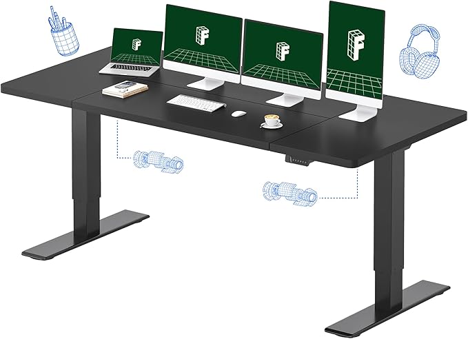 FLEXISPOT 79"x32" Large Dual Motor Electric Standing Desk, Black - 198 LBS Heavy-Duty Capacity, Ideal for Home Office, Creative Studio, or Multi-Monitor Setup