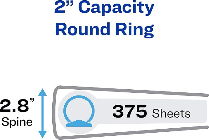 Avery Economy View 3 Ring Binder, 2" Round Rings, 1 Black Binder (05781) (Pack of 2)
