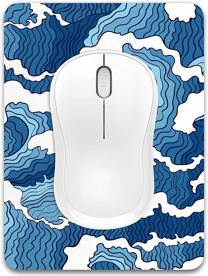 Dapesuom Small Mouse Pad, 6 x 8 Inch Thick Rubber Premium-Textured Non-Slip Portable & Washable Mini Mouse Mat for Women Men Wireless Laptops Keyboard Tray Gaming Work Computer Office Travel, Waves