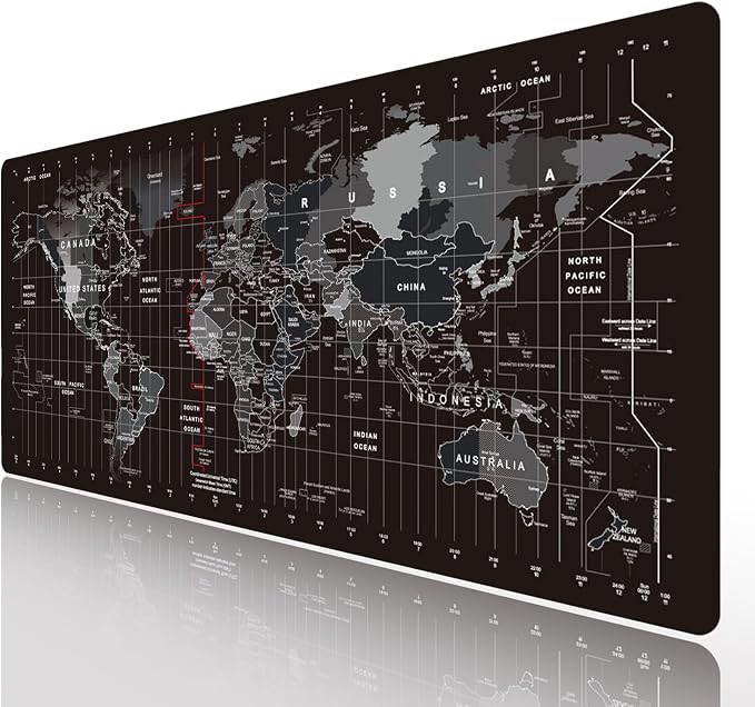 World Map Large Gaming Mouse Pad Extended XXL(900x400X3MM) Mouse Mat Long Desk Pad with Stitched Edges for Keyboard Home Office Gaming Work Big Desk Pad