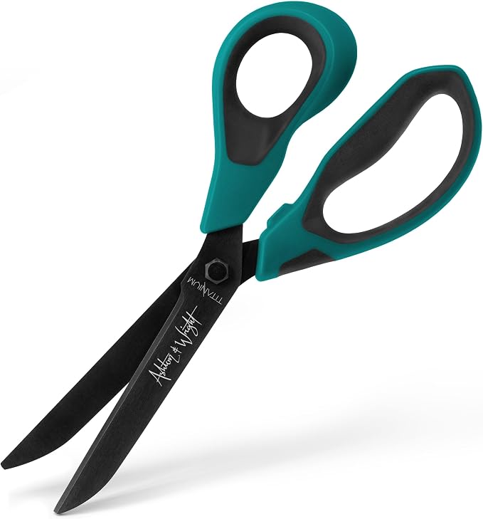 Ashton and Wright - Titanium HD - Heavy Duty Scissors for Office, Home, Kitchen and Craft - 210mm / 8” - Titanium Coated Blades (Teal, Right Handed)