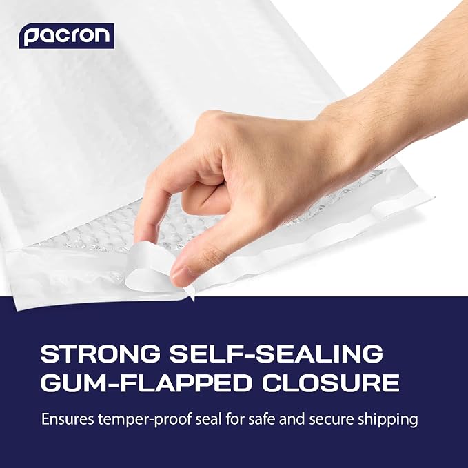 Waterproof Self-Seal Padded Poly Bubble Mailers 12.5x19, 200-Pack | Ideal for clothing, bulky goods & multiple items. Lightweight, tear-resistant, cushioned interior protects contents.