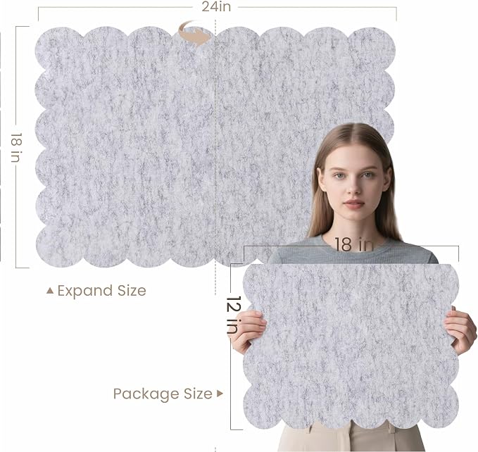 Scalloped Bulletin Board 24x18 inches, Decorative Felt Pin Board for Wall | Cute Cork Board Alternative with Push Pins, Foldable Display Vision Board for Photos, Notes & Reminders