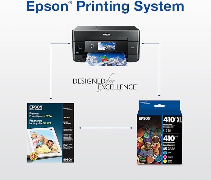 Epson 410 Claria Premium Ink High Capacity Black & Standard Color Cartridge (T410XL-BCS) Works with Expression XP-530,630,640,7100,830,(Pack of 10)