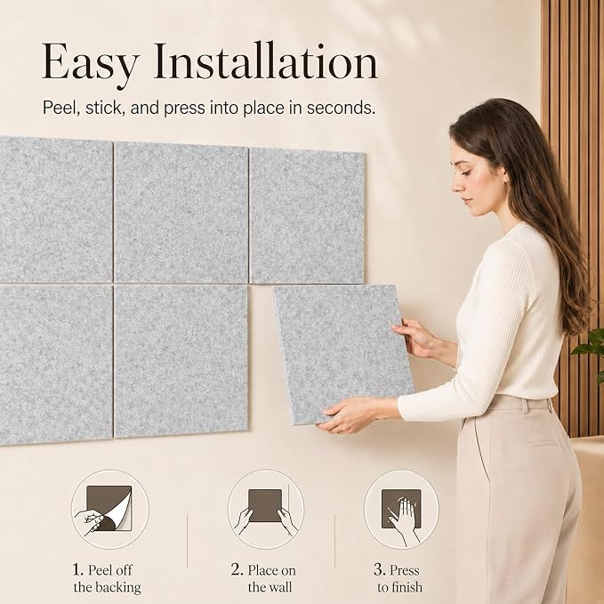 Felt Bulletin Board Tiles, Cork Board Alternative, 48 x 36 in | 0.35 in modular felt wall tiles for notes, photos, schedules, reminders in offices, classrooms, home & office workspace